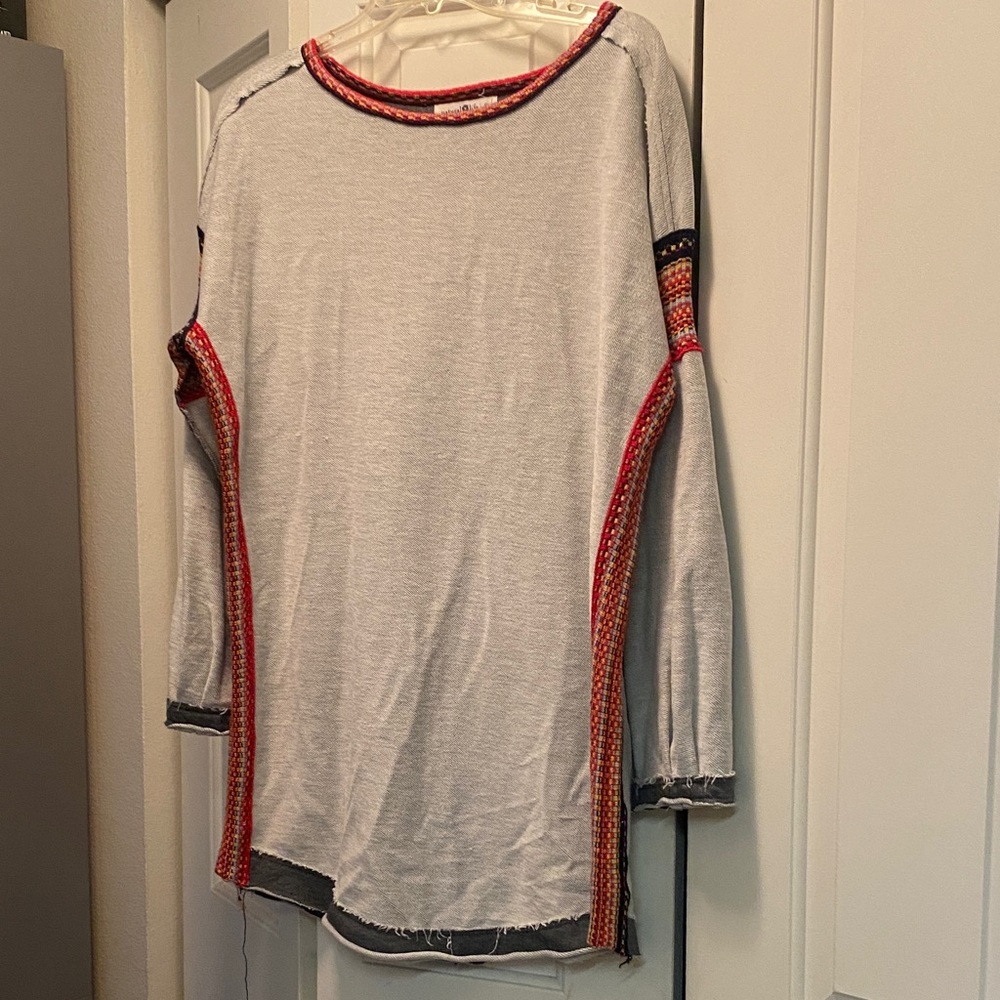 NATURAL LIFE Gray Dress with Red and Black Accents